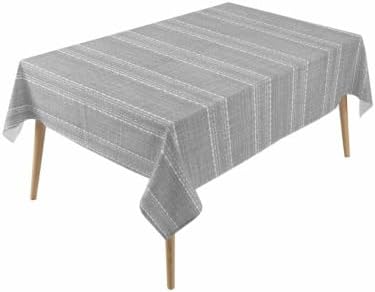 Vintage Stripe Rectangle Tablecloth 60 x 120 Inches Country Solid Gray