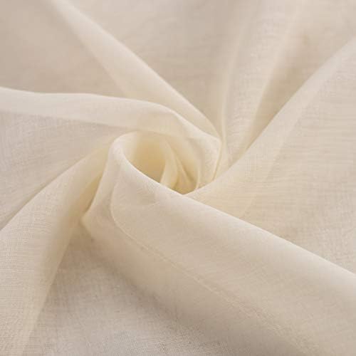 MISS SELECTEX Linen Look Pom Pom Tasseled Sheer Curtains - Rod Pocket
