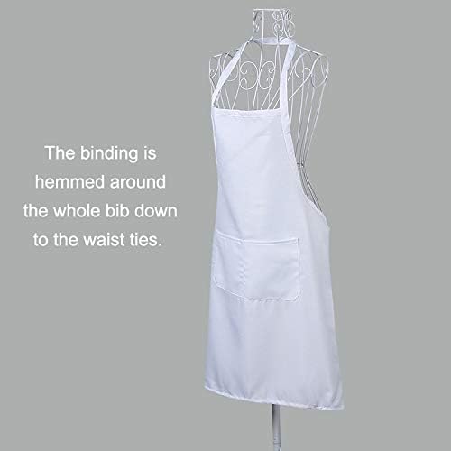 White Aprons Bulk with Pockets for Women Girls Adults Chef, Set of 10