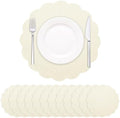 Soleebee 12 Pack Disposable Placemats, Beige Scalloped 13 Inch Table