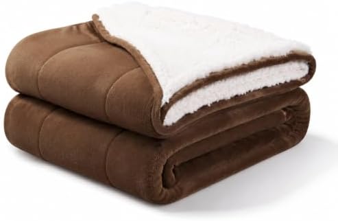 Thick Warm Light Grey Sherpa Blanket, 60"x80", Super Soft Fuzzy