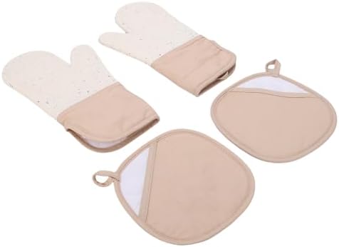 Asixxsix Oven Mitts and Pot Holders Set, 40F to 500F Non Slip Silicone