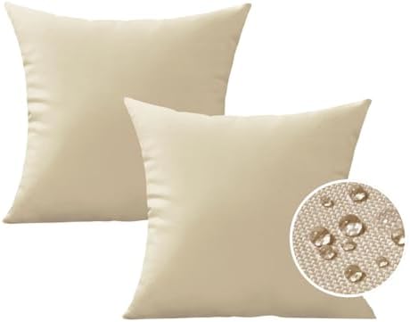Outdoor Waterproof Pillow Covers 18x18 Set of 2 Decorative Patio