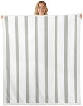 Minimalist Gray and White Stripe Fleece Blanket Twin 60x80 Inch
