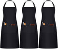 3 Pack Black White Chef Apron, Adjustable Kitchen Apron with 3 Pocket