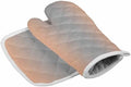 Quilted Cotton Terry Cloth Oven Mitt, Pot Holder Coral Pink Grey