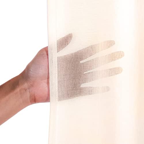 Home Fashion Set of 2 Linen-Textured Semi-Sheer Curtain Panels