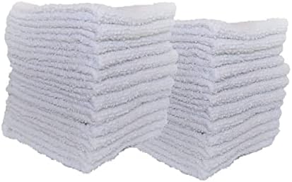 (24) Economy Towels, White 11x11in. Washcloths Set 100% Cotton Terry