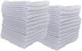 (24) Economy Towels, White 11x11in. Washcloths Set 100% Cotton Terry