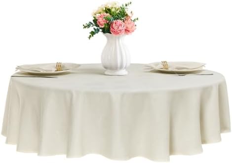 Beige Jacquard 70 inch Round Thanksgiving Christmas Tablecloth