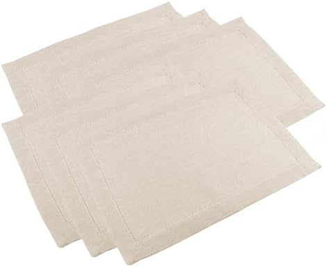 CleverDelights 14" x 20" Hemstitched Placemats - Sand Color - 12 Pack