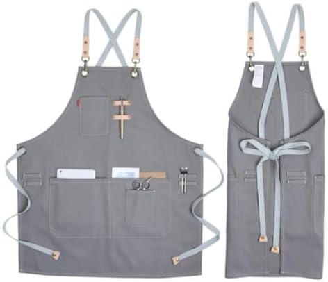 Luxshiny Canvas Apron Adjustable Waist with Pockets Nordic Industrial