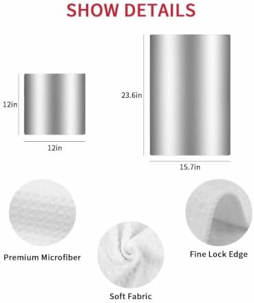 Grey White Hand Towels Set, Waffle Weave Kitchen Towels 2 Pieces, Gray