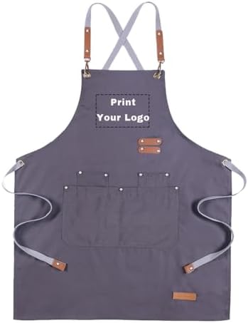Personlized Chef Apron Cross Back Apron with Adjustable Straps Canvas