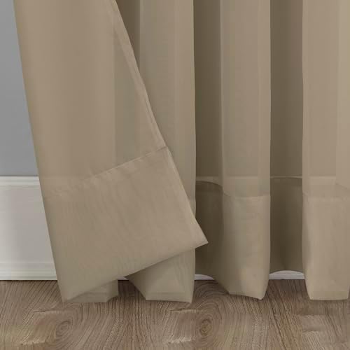 No. 918 Emily Sheer Voile Grommet Curtain Panel, 59" x 84", Stone