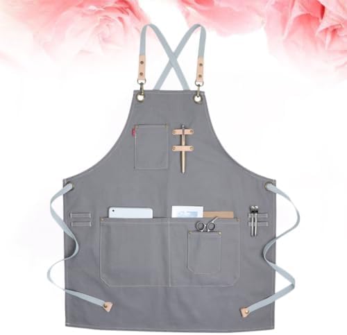 Ciieeo Canvas Halter Apron Adjustable Fit with Pockets for Kitchen Bar