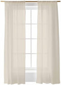Sheer Curtains 108 inches Long 2 Panels Set Beige Solid Color Sheer