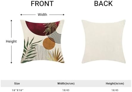 Boho Pillow Covers 18x18 Set of 2 Mid Century Burgundy Red Green Gold