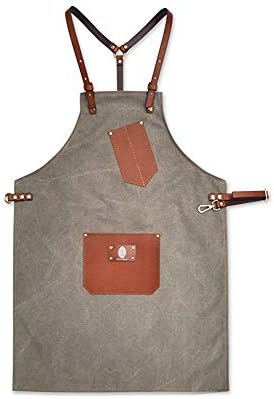 Barbershop Hairdresser Utility Unisex Brown Apron With Pockets Leather