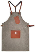 Barbershop Hairdresser Utility Unisex Brown Apron With Pockets Leather