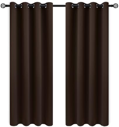 COSVIYA Grommet Blackout Room Darkening Brown Curtains 72 inch Length