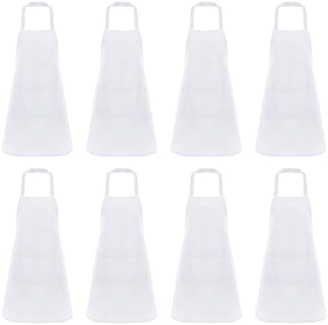 Fengek 8 Pcs Bib Apron for Unisex Colorful Kitchen Apron Bulk with 2