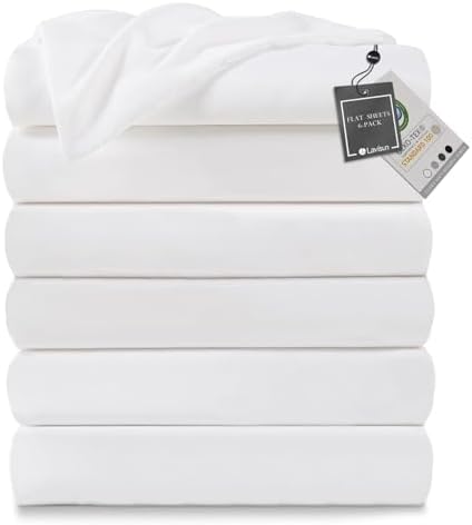 Lavisun King Size Flat Sheets Only, 6 Pack Soft Brushed Microfiber