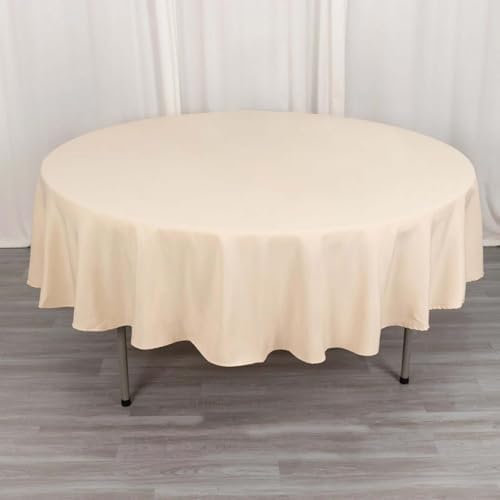 Efavormart 90" Seamless Premium Beige Linens Polyester Round