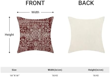 Boho Pillow Covers 18x18, Wine Red Burgundy Cream Ethnic Design