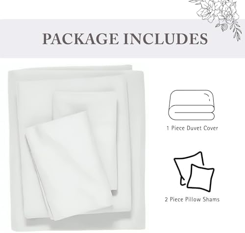 Queen Duvet Cover Set 1000 Series 100% Egyptian Cotton, 3PC, White