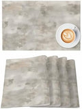 Vintage Beige Placemats for Dining Table Set of 4, Modern Abstract Art
