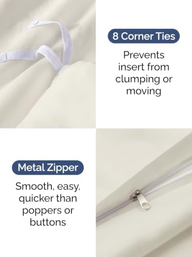 Duvet Cover Full Size - Extra Soft 3 Piece with Zipper Closure - Ivory