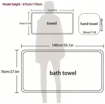 Striped Bath Towel Set, Gray and White, 6-piece Set, Soft and