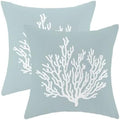 AEIOAE Seafoam Blue Coral Pillow Covers 18 X 18 Inch Set of 2