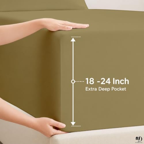 NON Sticky cotton 4 Piece Twin XL Extra Deep Pocket Sheet Set, 100%