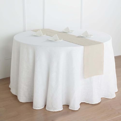 Efavormart 12"x108" Beige Premium Faux Linen Runner, Slubby Textured