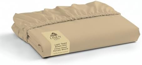 Linen Home Queen Size Fitted Sheet only 100% Cotton Percale, Light