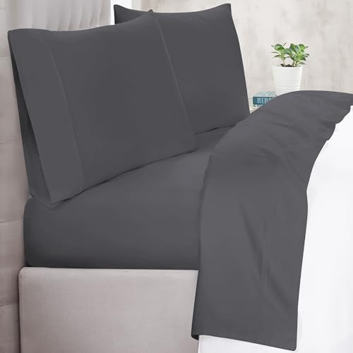 Christian Siriano NY® 300TC Cotton Sateen Dark Grey King 4 Piece Sheet