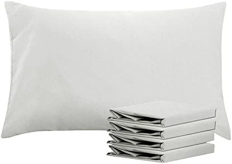 NTBAY Microfiber Queen Pillowcases, 4 Pack, 20 x 30, Light Grey