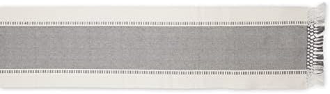 DII Dobby Stripe Table Runner, 13x108 Cool Gray & Cream Background