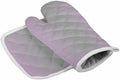 Quilted Cotton Terry Cloth Oven Mitt, Pot Holder Lilac Mauve Grey