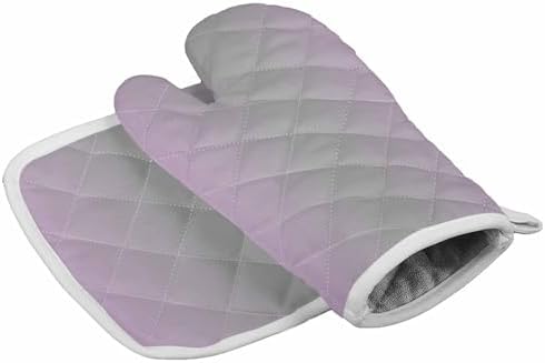 Quilted Cotton Terry Cloth Oven Mitt, Pot Holder Lilac Mauve Grey