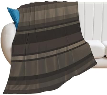 Plush Throw Blanket, Taupe Stripes Throws for Couch Sofa Bed Warm
