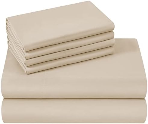 HOMEIDEAS King Size Bed Sheets - 6 Piece Set (Cream) - Extra Soft