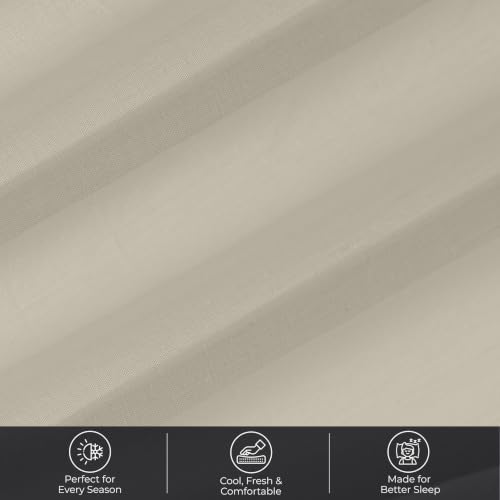 RUVANTI 100% Cotton Fitted Queen Sheets, Percale Weave – Mocha Taupe