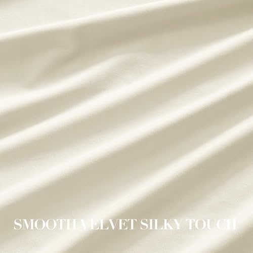 NICETOWN Ivory White Velvet Curtains 108'' Length 2 Panels, Living