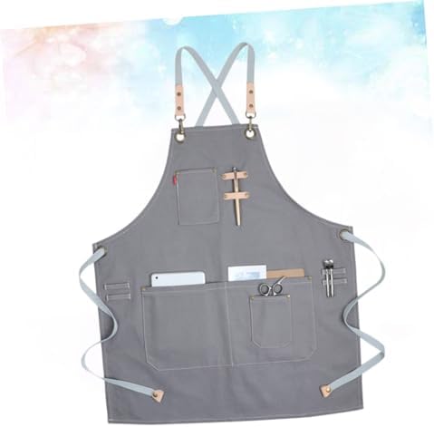 Canvas Serving Apron with Pockets and Straps Nordic Industrial Style