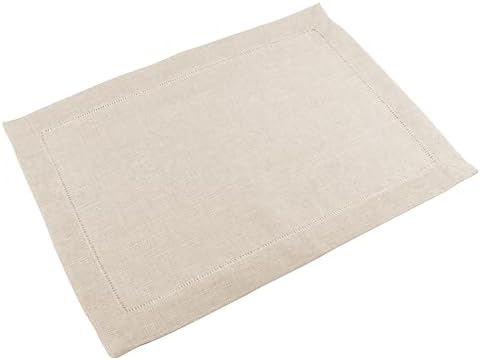 CleverDelights 14" x 20" Hemstitched Placemats - Sand Color - 12 Pack