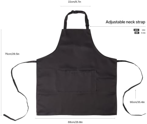 Kitchen Bib Chef Apron for Women Men with Pockets