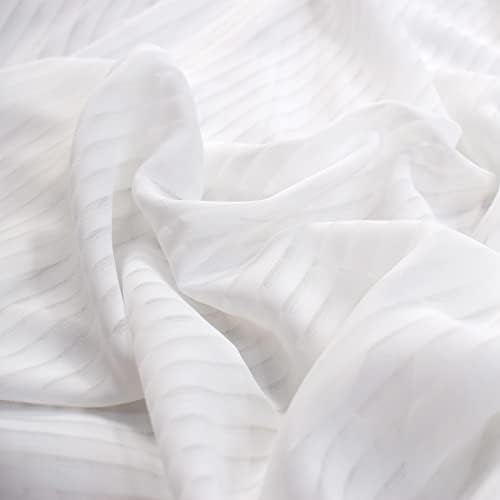 White Sheer Curtains Voile Window Long 2 Panels Set for Living Room